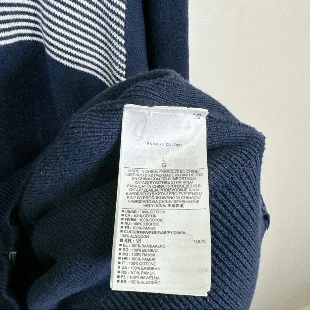 Banana Republic Navy Full Zip Horizontal Stripe Sweater Cardigan